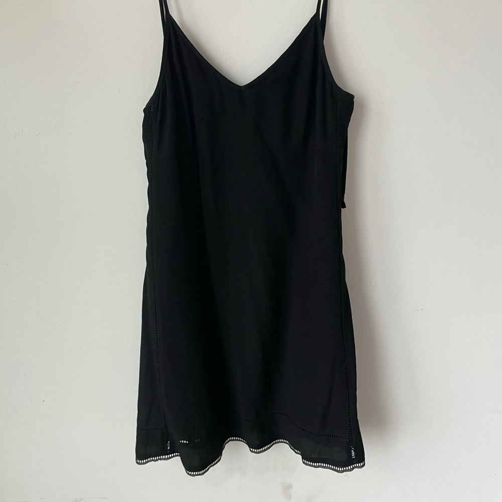 Short black flare strap dress